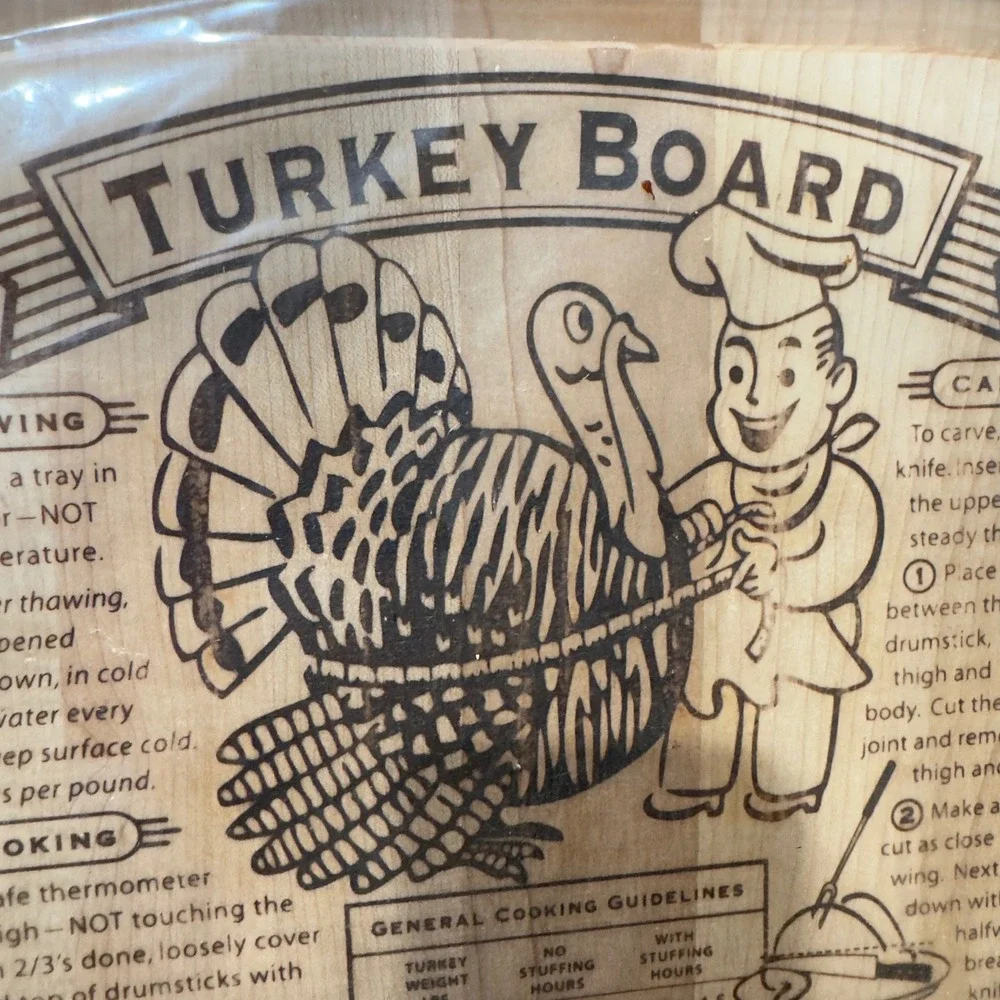 Wooden Turkey Board Carving Platter with Cooking & Carving Instructions Oval
